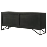 Riddell 4-door Wood Reeding Accent Cabinet Matte Black | Black | Matte Black | 959631