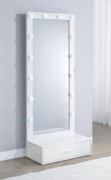 Spector 1-drawer Lighted Full-Length Floor Mirror White High Gloss | Full | White | White High Gloss | 960954
