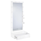 Spector 1-drawer Lighted Full-Length Floor Mirror White High Gloss | Full | White | White High Gloss | 960954