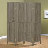 Deepika 4-Panel Room Divider Folding Screen Grey Driftwood | Full | Grey | Grey Driftwood | 961415