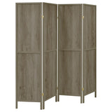 Deepika 4-Panel Room Divider Folding Screen Grey Driftwood | Full | Grey | Grey Driftwood | 961415
