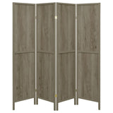 Deepika 4-Panel Room Divider Folding Screen Grey Driftwood | Full | Grey | Grey Driftwood | 961415