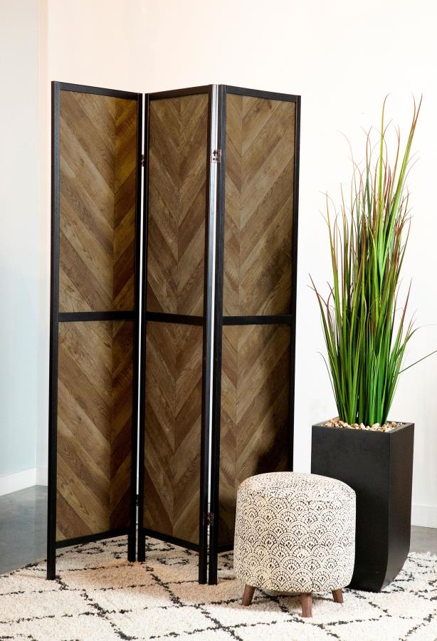 Marlene 3-Panel Room Divider Folding Screen Rustic Tobacco | King | Brown | Rustic Tobacco | 962922