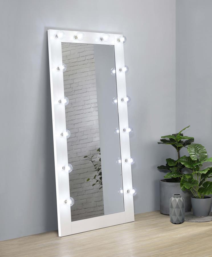Zayan 32 x 71 Inch Floor Mirror LED Lighting White Gloss | King | White | White High Gloss | 969558