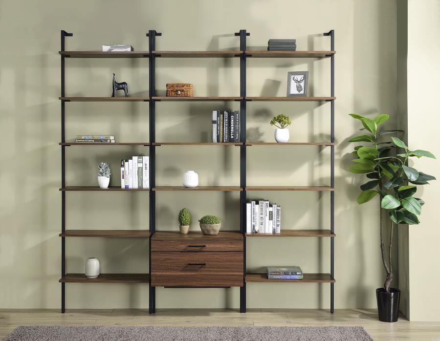 Owens 3-piece 96-inch Wall Mounted Bookshelf Set Walnut | Brown | Walnut | 980074-S3