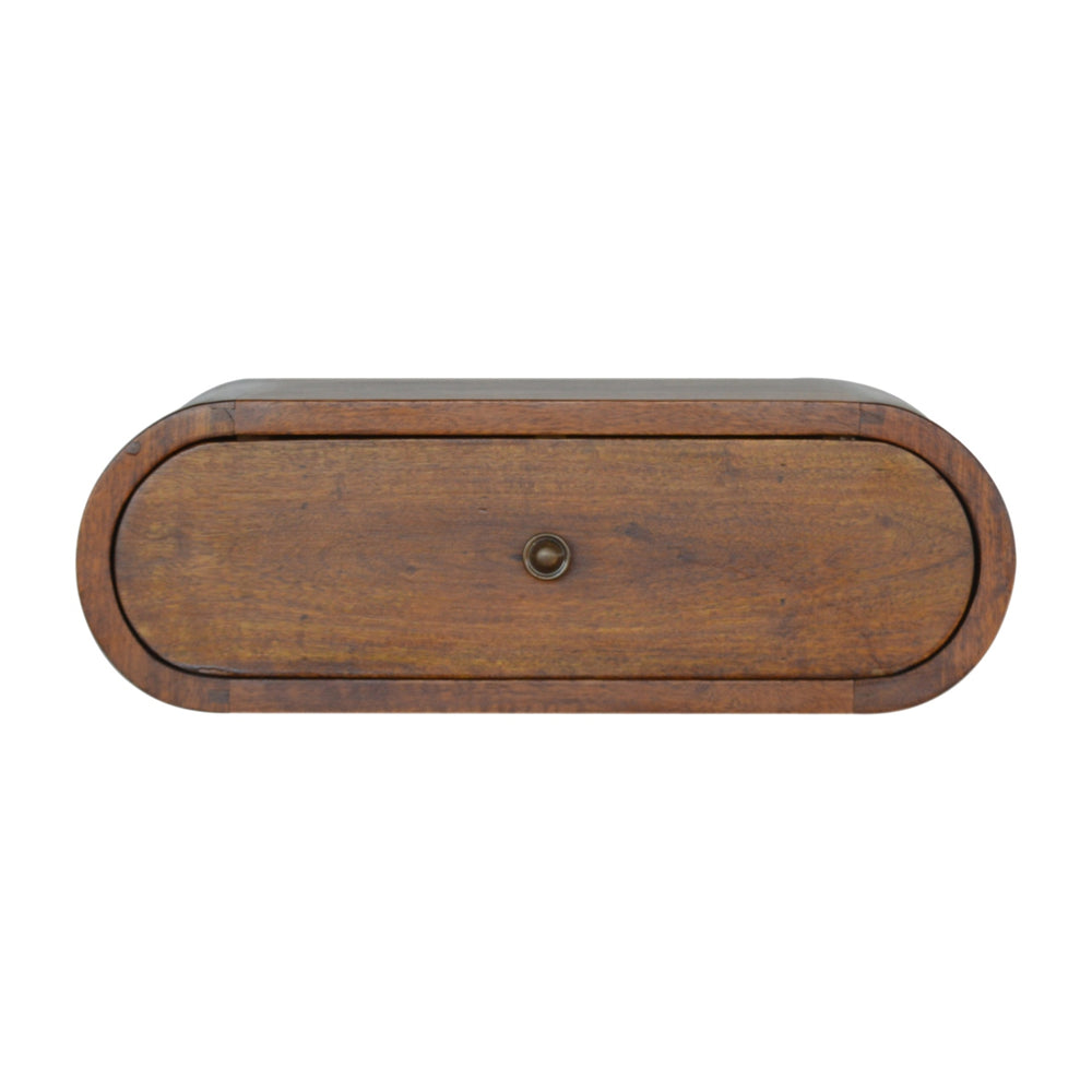 Aluna Wall Mounted Round Chestnut Nightstand