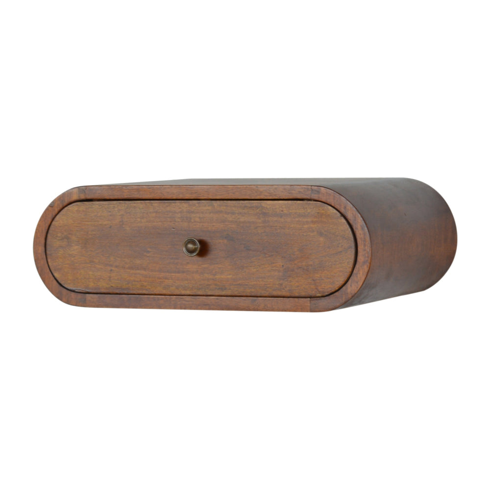 Aluna Wall Mounted Round Chestnut Nightstand