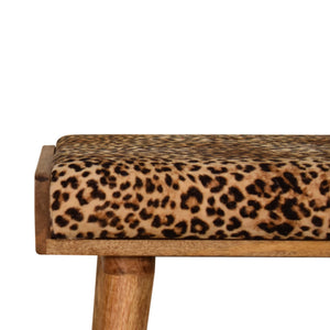 Aluna Leopard Velvet Tray Style Footstool