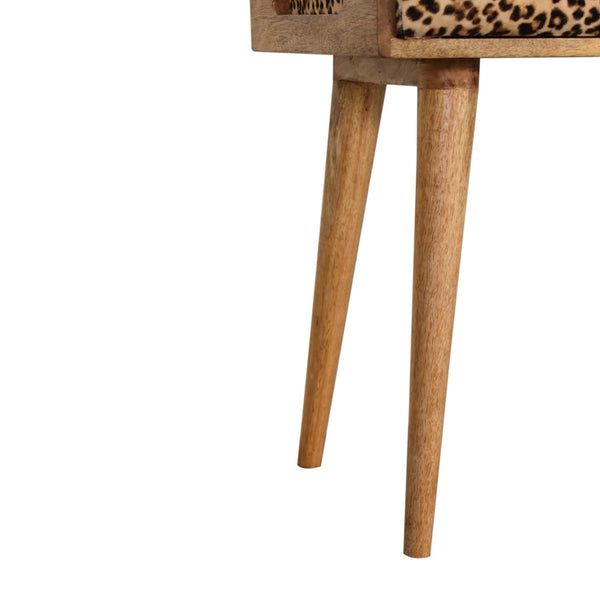 Aluna Leopard Velvet Tray Style Footstool