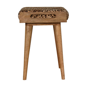 Aluna Leopard Velvet Tray Style Footstool