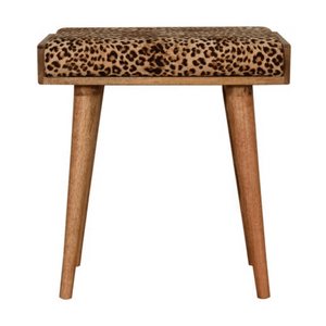 Aluna Leopard Velvet Tray Style Footstool