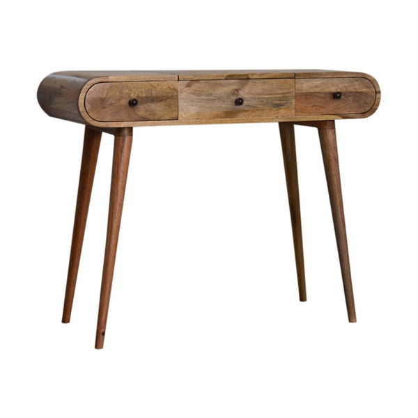 Aluna Oakish Round Vanity Desk