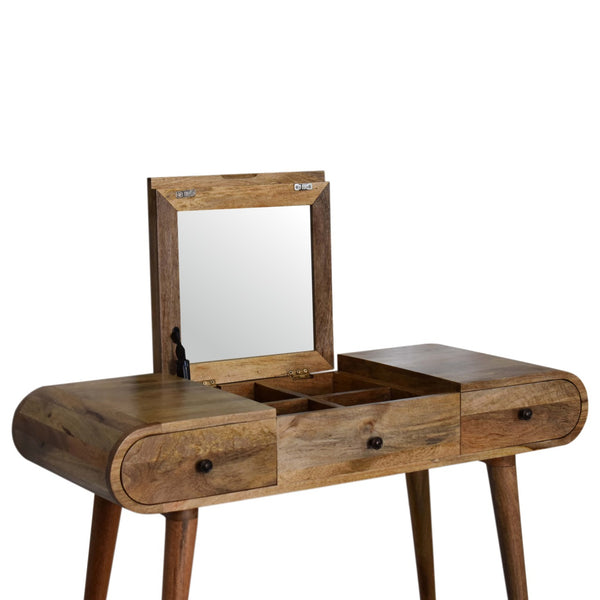 Aluna Oakish Round Vanity Desk