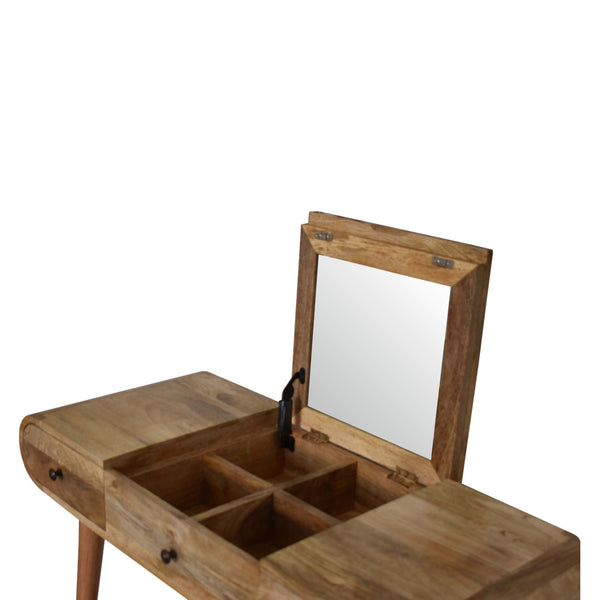 Aluna Oakish Round Vanity Desk