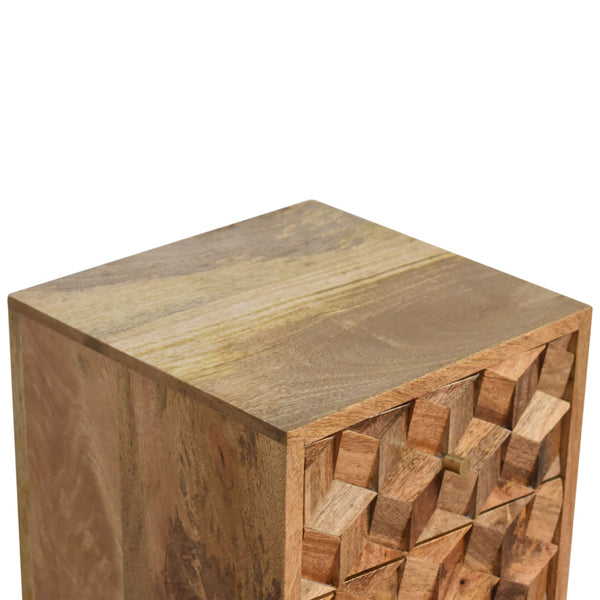 Aluna Mini Cube Carved 2 Drawer Nightstand