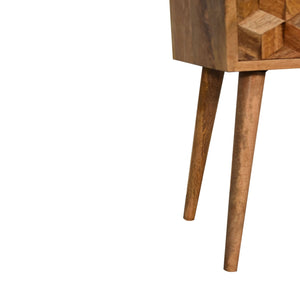 Aluna Mini Cube Carved 2 Drawer Nightstand