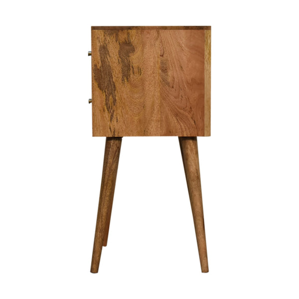 Aluna Mini Cube Carved 2 Drawer Nightstand