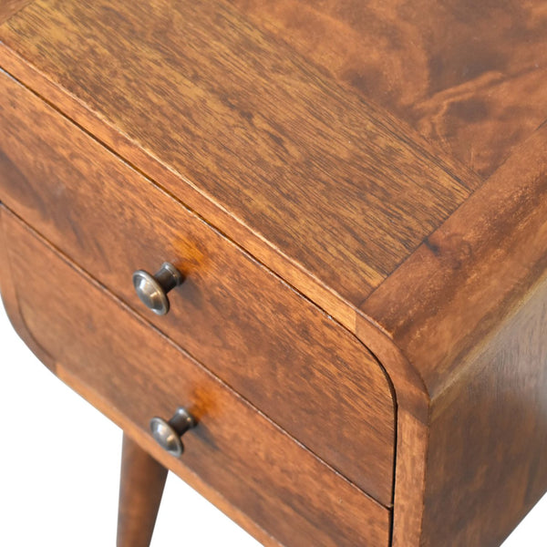 Aluna Mini Chestnut Curved Nightstand