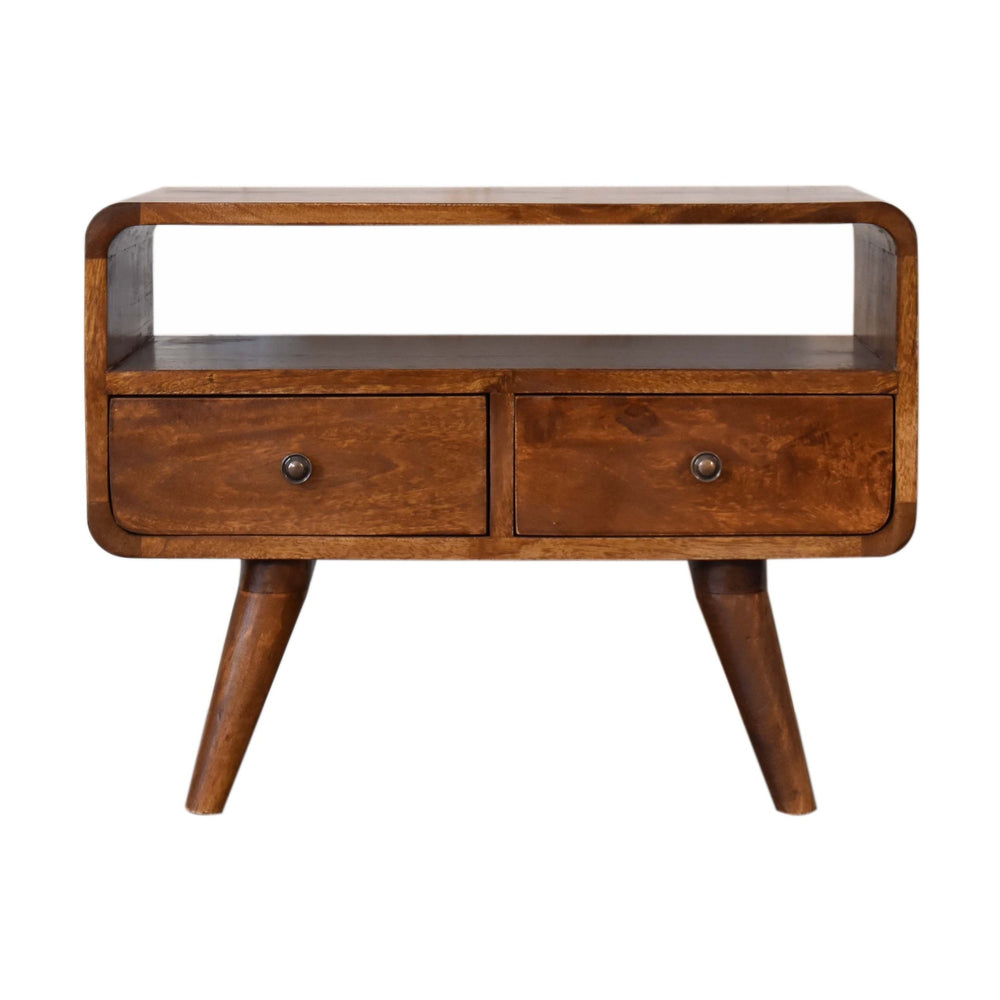 Aluna Mini Chestnut Curved TV Stand