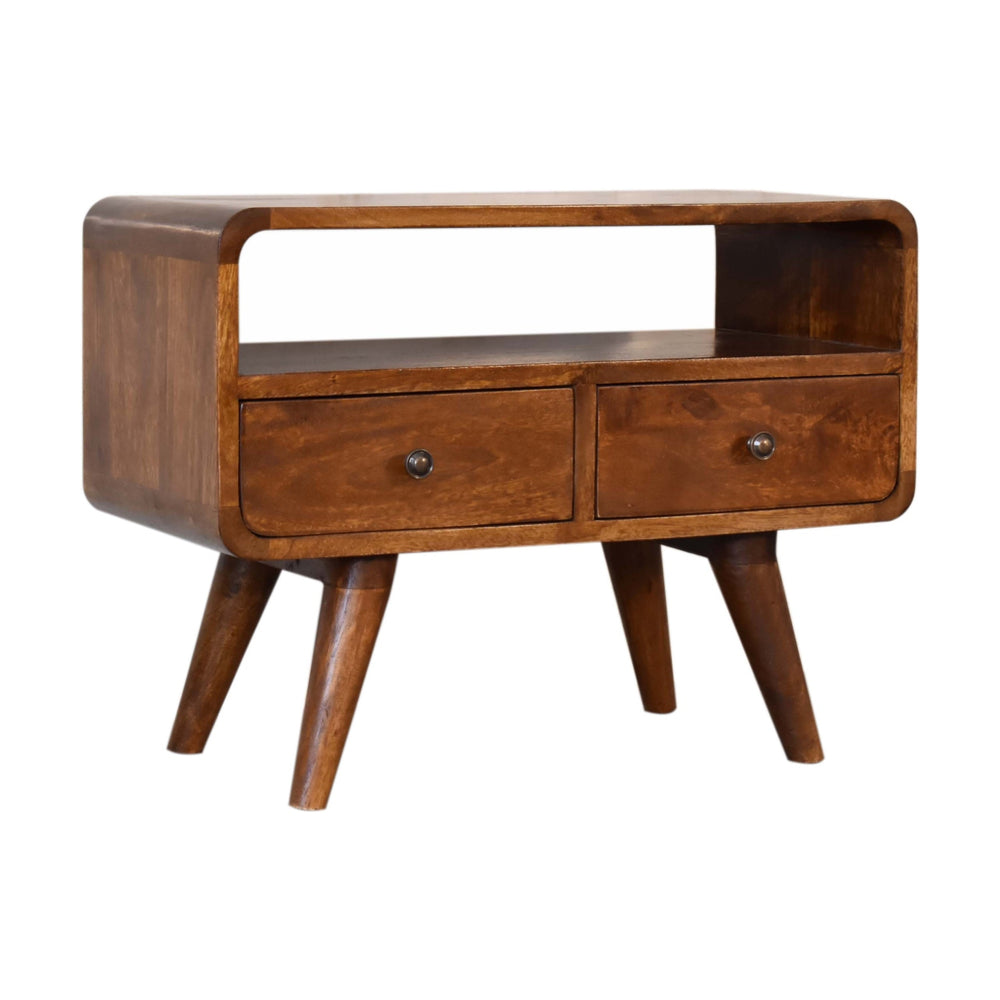 Aluna Mini Chestnut Curved TV Stand