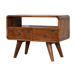 Aluna Mini Chestnut Curved TV Stand