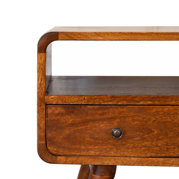 Aluna Mini Chestnut Curved TV Stand