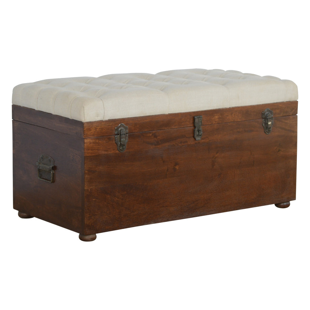 Aluna White Linen Storage Chest