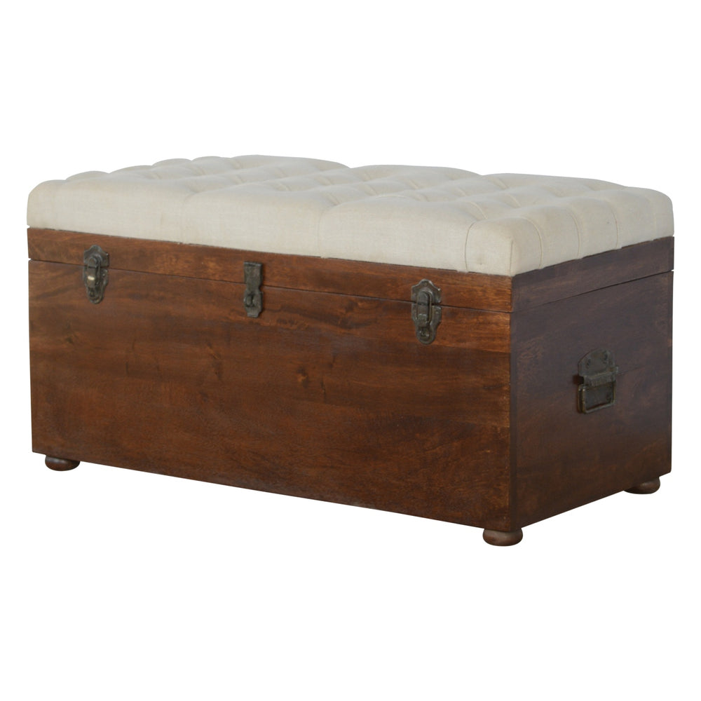 Aluna White Linen Storage Chest