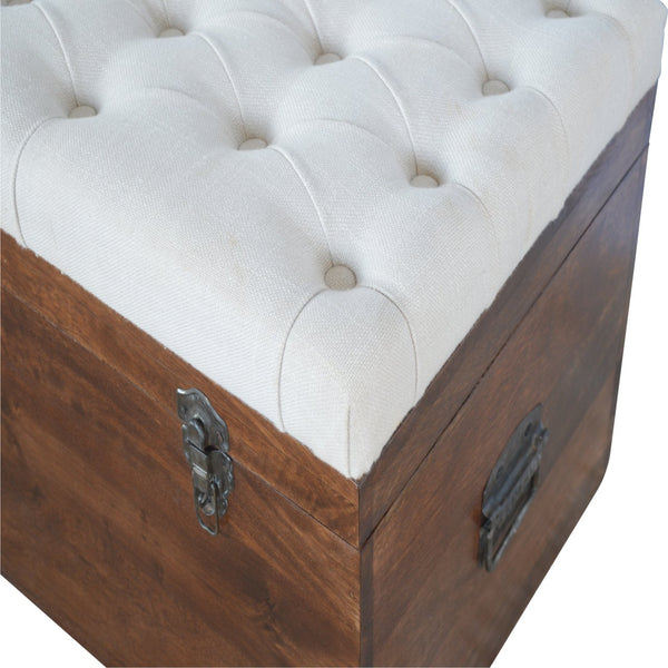 Aluna White Linen Storage Chest