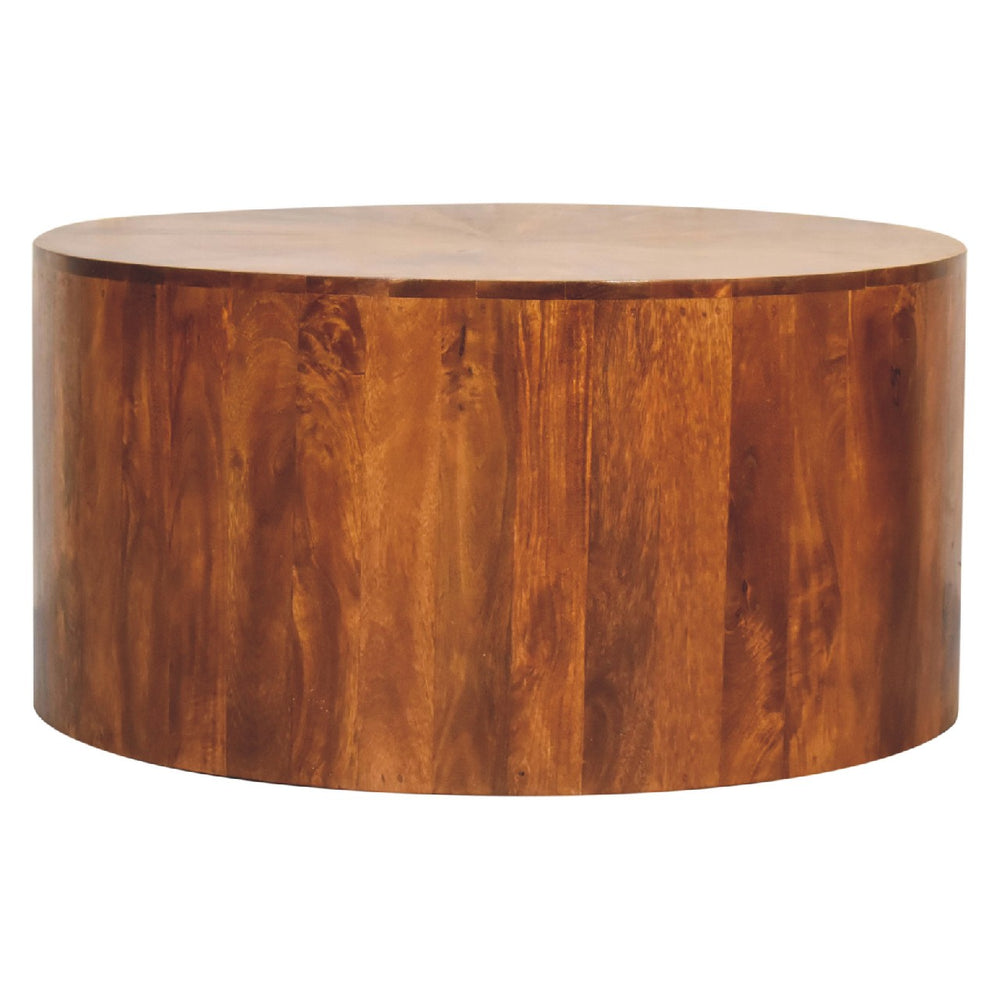 Aluna Chestnut Round Wooden Coffee Table