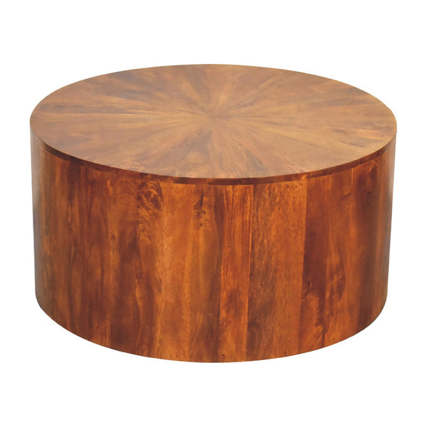 Aluna Chestnut Round Wooden Coffee Table