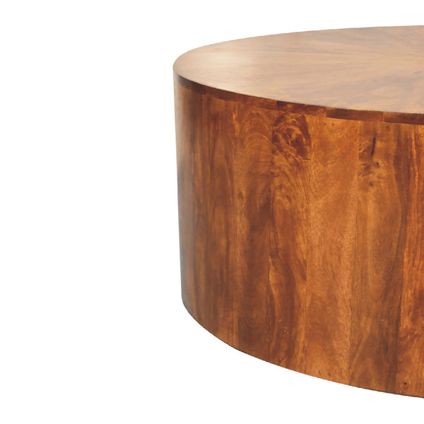 Aluna Chestnut Round Wooden Coffee Table
