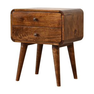 Aluna Curved Chestnut Nightstand