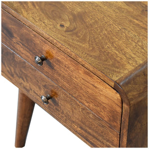 Aluna Curved Chestnut Nightstand