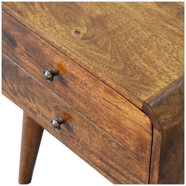 Aluna Curved Chestnut Nightstand
