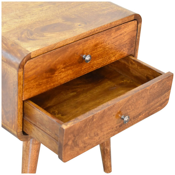 Aluna Curved Chestnut Nightstand