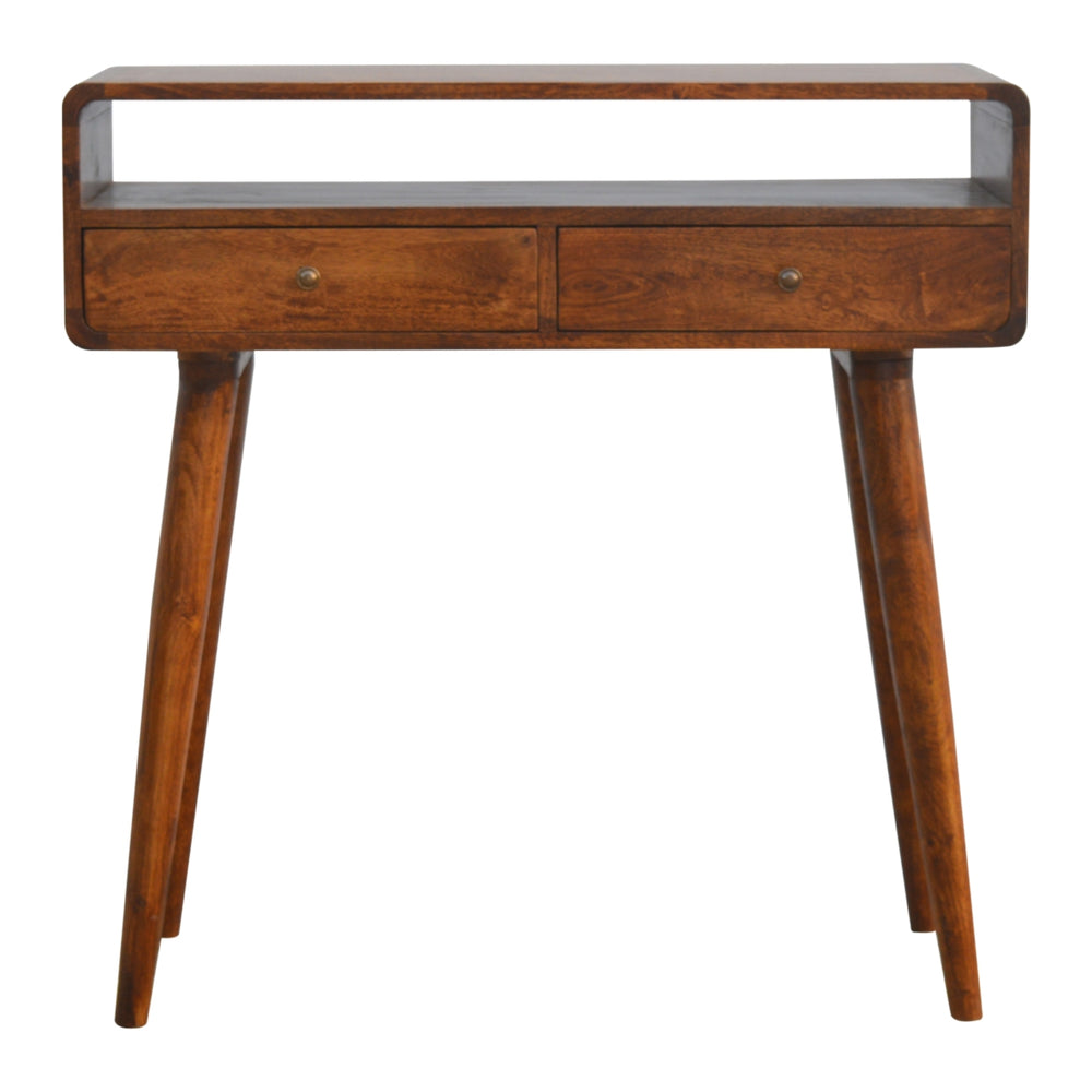 Aluna Curved Chestnut Console Table