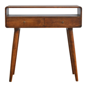 Aluna Curved Chestnut Console Table