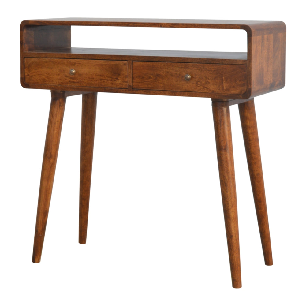 Aluna Curved Chestnut Console Table