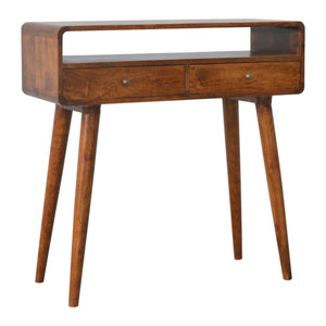 Aluna Curved Chestnut Console Table