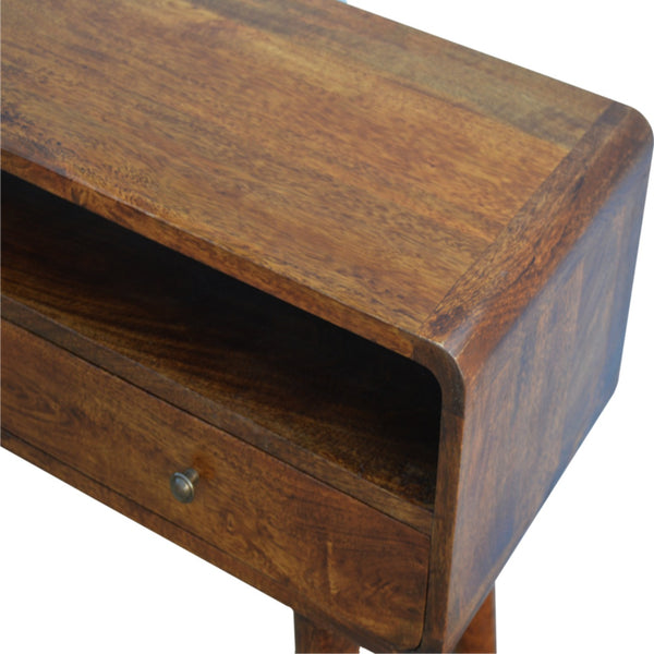 Aluna Curved Chestnut Console Table