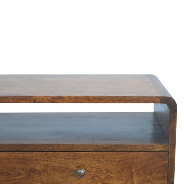 Aluna Curved Chestnut Console Table