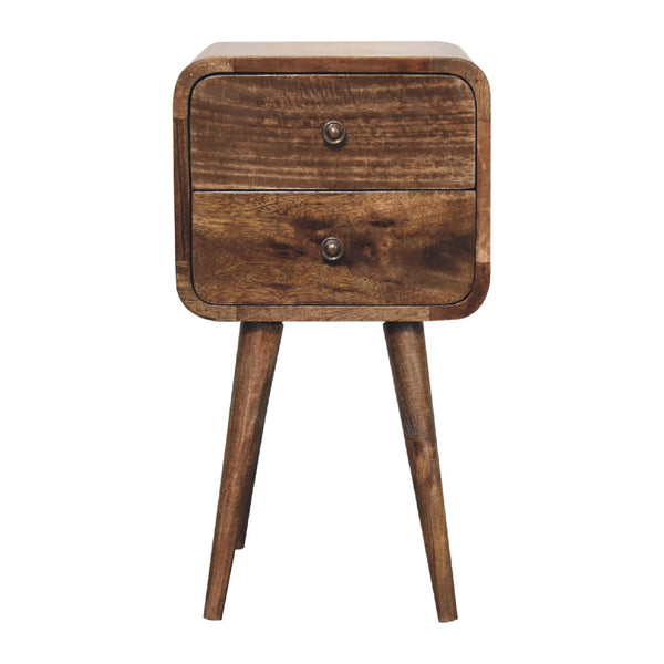 Aluna Mini Curved Grey Washed Nightstand