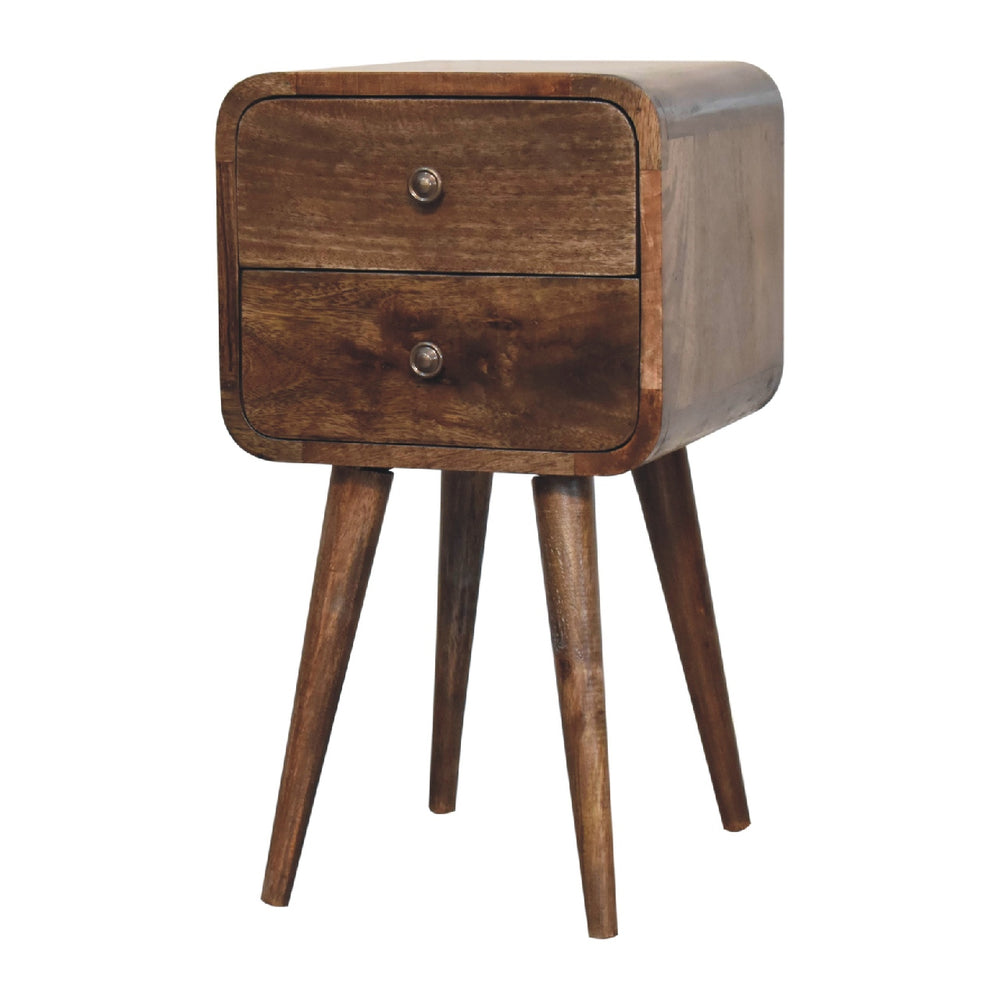 Aluna Mini Curved Grey Washed Nightstand