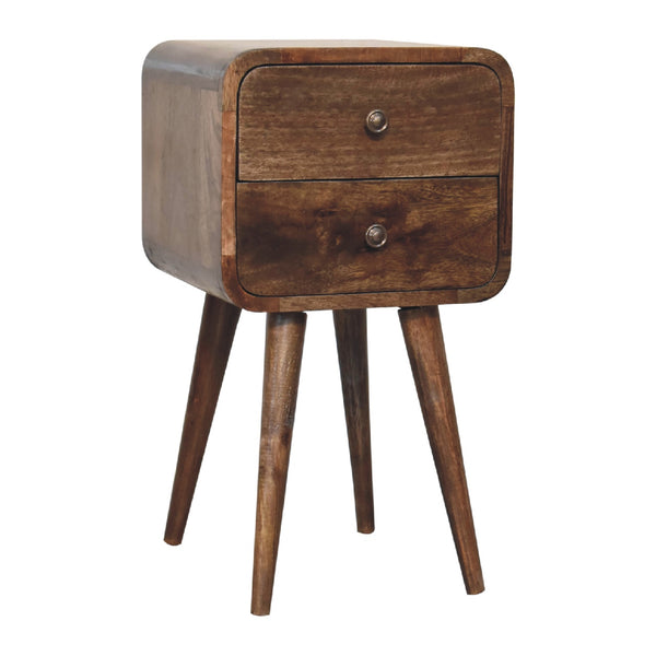 Aluna Mini Curved Grey Washed Nightstand