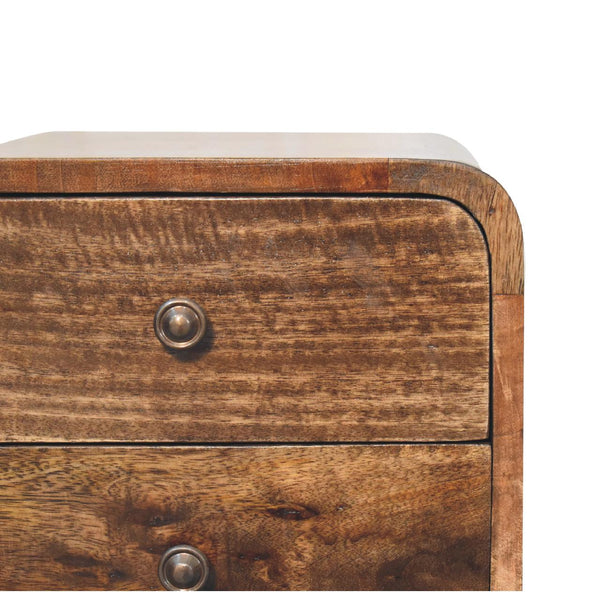 Aluna Mini Curved Grey Washed Nightstand