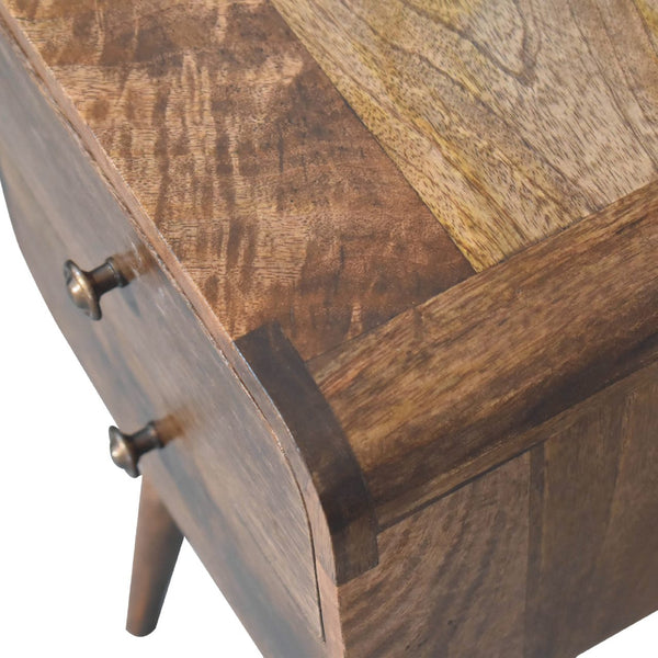Aluna Mini Curved Grey Washed Nightstand