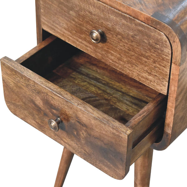 Aluna Mini Curved Grey Washed Nightstand