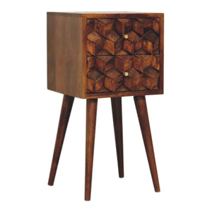 Aluna Mini Chestnut Cube 2 Drawer Nightstand