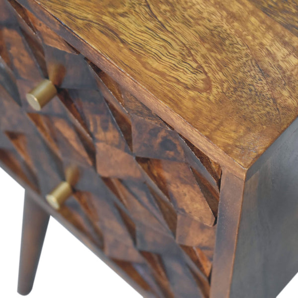 Aluna Mini Chestnut Cube 2 Drawer Nightstand